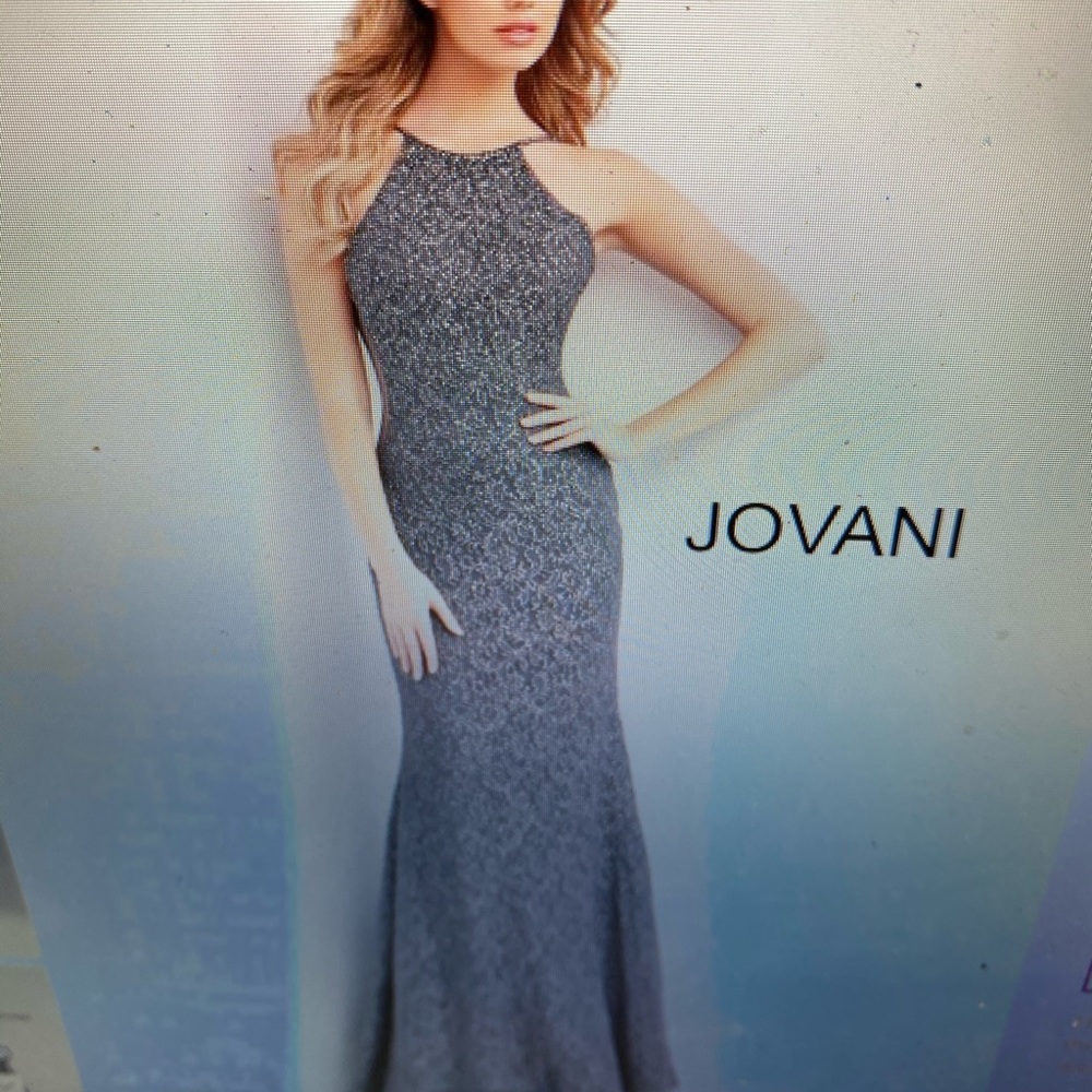 JOVANI dress. Gunmetal blue size 6 - Picture 3 of 10